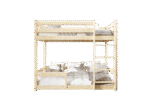 EDDIE drewniane łóżko piętrowe z poziomymi barierkami na niskich nogach