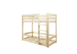 EDDIE drewniane łóżko piętrowe z poziomymi barierkami na niskich nogach
