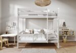 EDDIE drewniane łóżko piętrowe z poziomymi barierkami na wysokich nogach