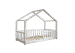 DORMIO  drewniane łóżko dziecięce domek z prostokątnymi szczebelkami niskie