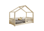 DORMIO  drewniane łóżko dziecięce domek z prostokątnymi szczebelkami niskie