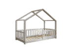 DORMIO  drewniane łóżko dziecięce domek z prostokątnymi szczebelkami niskie