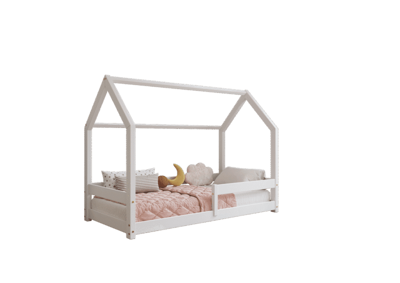FLORENCE drewniane łóżko dziecięce klasyczne z poziomą barierką niskie