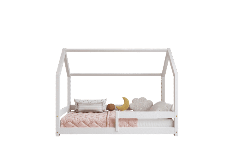 FLORENCE drewniane łóżko dziecięce klasyczne z poziomą barierką niskie