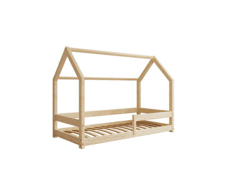 FLORENCE drewniane łóżko dziecięce klasyczne z poziomą barierką niskie