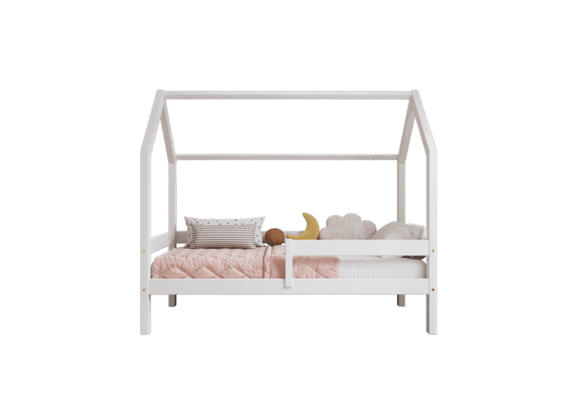 FLORENCE drewniane łóżko dziecięce klasyczne z poziomą barierką wysokie