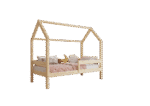FLORENCE drewniane łóżko dziecięce klasyczne z poziomą barierką wysokie