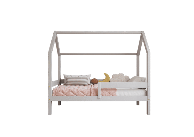FLORENCE drewniane łóżko dziecięce klasyczne z poziomą barierką wysokie