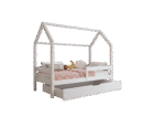Łóżko domek Florence BOX z poziomą barierką i szufladą na pościel