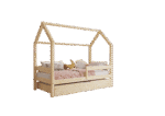 Łóżko domek Florence BOX z poziomą barierką i szufladą na pościel
