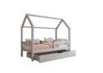 Łóżko domek Florence BOX z poziomą barierką i szufladą na pościel