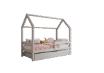 Łóżko domek Florence BOX z poziomą barierką i szufladą na pościel