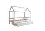 Łóżko domek FLORENCE DUO z poziomą barierką z dodatkową funkcją spania w szufladzie