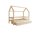 Łóżko domek FLORENCE DUO z poziomą barierką z dodatkową funkcją spania w szufladzie