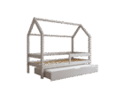 Łóżko domek FLORENCE DUO z poziomą barierką z dodatkową funkcją spania w szufladzie