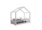 HUFFIE drewniane łóżko dziecięce domek z barierkami poziomymi niskie