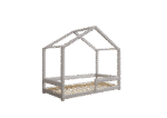 HUFFIE drewniane łóżko dziecięce domek z barierkami poziomymi niskie