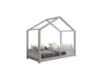 HUFFIE drewniane łóżko dziecięce domek z barierkami poziomymi niskie