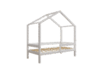HUFFIE  drewniane łóżko dziecięce domek z poziomymi barierkami wysokie