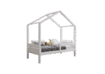 HUFFIE  drewniane łóżko dziecięce domek z poziomymi barierkami wysokie