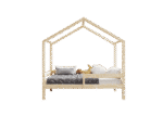 HUFFIE  drewniane łóżko dziecięce domek z poziomymi barierkami wysokie