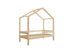 HUFFIE  drewniane łóżko dziecięce domek z poziomymi barierkami wysokie