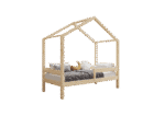 HUFFIE  drewniane łóżko dziecięce domek z poziomymi barierkami wysokie