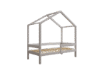 HUFFIE  drewniane łóżko dziecięce domek z poziomymi barierkami wysokie
