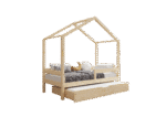HUFFIE drewniane łóżko domek dziecięce z poziomymi barierkami i szufladą z funkcją spania
