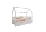 ZOJA drewniane łóżko domek dziecięce z okrągłymi szczebelkami i szufladą na pościel