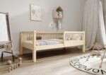 ALFIE drewniane łóżko dziecięce klasyczne z okrągłymi szczebelkami wysokie