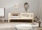 ALFIE drewniane łóżko dziecięce klasyczne z okrągłymi szczebelkami wysokie