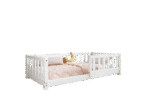 LENA klasyczne drewniane łóżko dziecięce z prostokątnymi szczebelkami niskie
