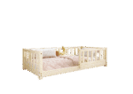 LENA klasyczne drewniane łóżko dziecięce z prostokątnymi szczebelkami niskie