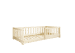 LENA klasyczne drewniane łóżko dziecięce z prostokątnymi szczebelkami niskie
