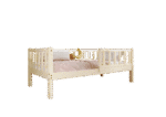 LENA drewniane łóżko dziecięce klasyczne z prostokątnymi szczebelkami wysokie