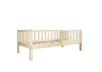LENA drewniane łóżko dziecięce klasyczne z prostokątnymi szczebelkami wysokie