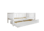 LENA klasyczne drewniane łóżko dziecięce z barierkami płotek i szufladą z funkcją spania