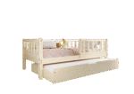 LENA klasyczne drewniane łóżko dziecięce z barierkami płotek i szufladą z funkcją spania