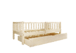 LENA klasyczne drewniane łóżko dziecięce z barierkami płotek i szufladą z funkcją spania