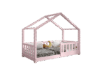 DORMIO  drewniane łóżko dziecięce domek z prostokątnymi szczebelkami niskie