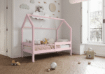 FLORENCE drewniane łóżko dziecięce klasyczne z poziomą barierką wysokie