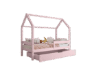 Łóżko domek Florence BOX z poziomą barierką i szufladą na pościel