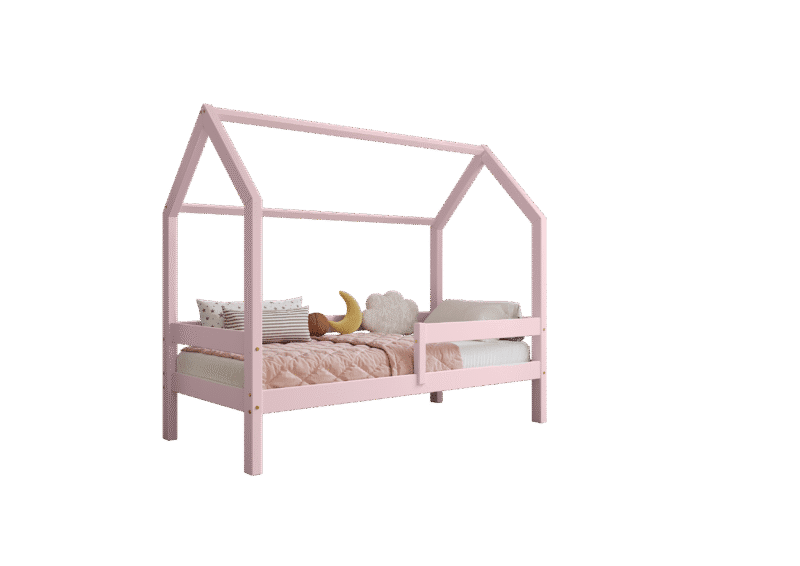 FLORENCE drewniane łóżko dziecięce klasyczne z poziomą barierką wysokie