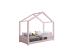 HUFFIE drewniane łóżko dziecięce domek z barierkami poziomymi niskie