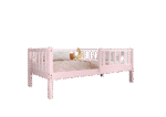 LENA drewniane łóżko dziecięce klasyczne z prostokątnymi szczebelkami wysokie