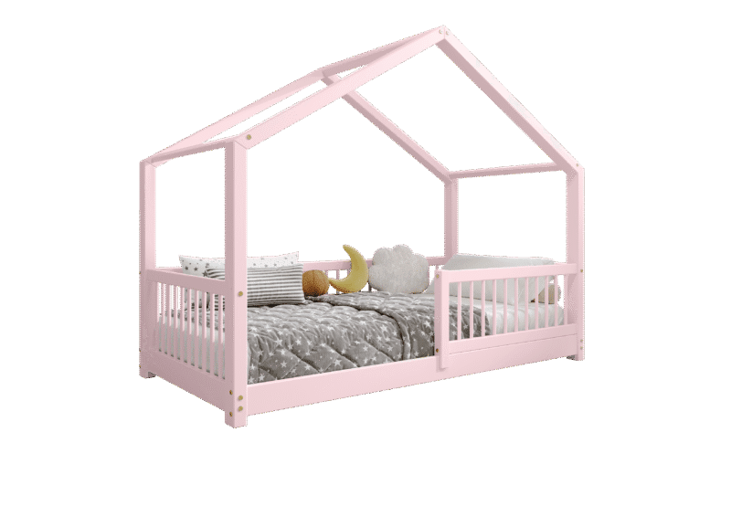 MURLO drewniane łóżko dziecięce klasyczne z okrągłymi szczebelkami niskie