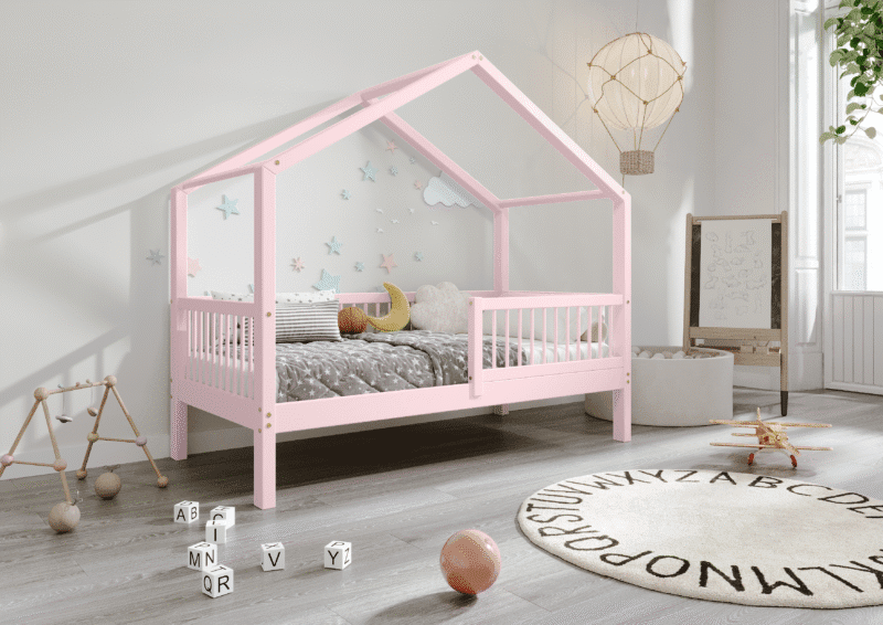 MURLO drewniane łóżko dziecięce klasyczne z okrągłymi szczebelkami wysokie