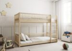 Molly drewniane łóżko piętrowe z okrągłymi szczebelkami na niskich nogach