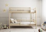 Molly drewniane łóżko piętrowe z okrągłymi szczebelkami na wysokich nogach